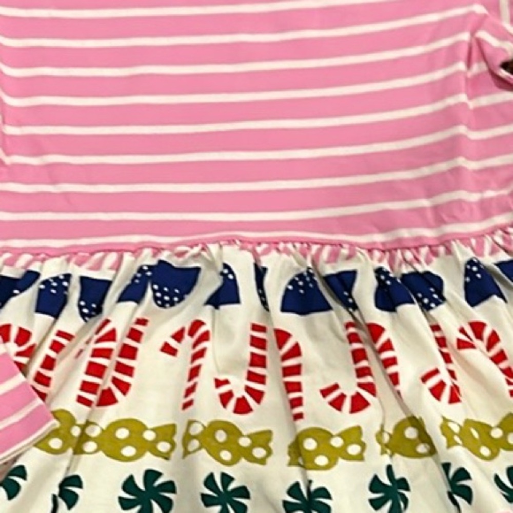 Hanna Andersson Stocking Sweets Pink Striped Dress Holiday Mixie NWT 8 - Picture 2 of 5